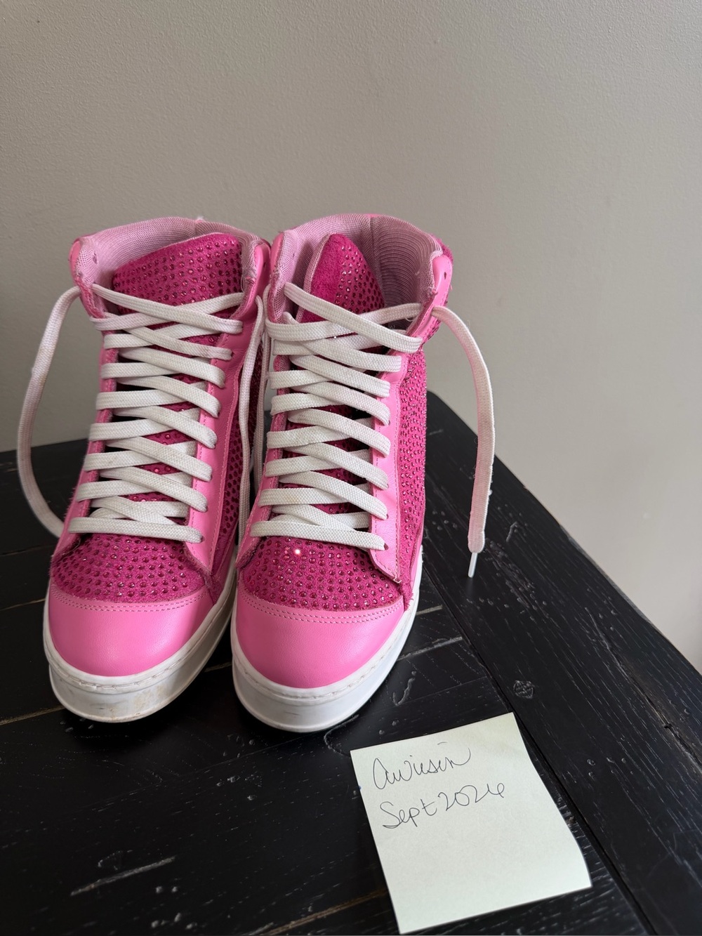 Cynthia Richard Wedge Sneakers. Hot pink with pink rhinestones. Size 38. So cute